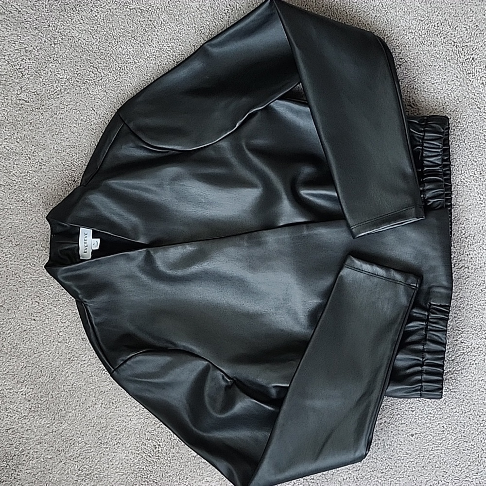 Evereve Nylah Faux Leather Surplice Top
